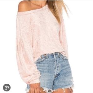 Free People Elegant Oversized Blush Velvet Women's Top
